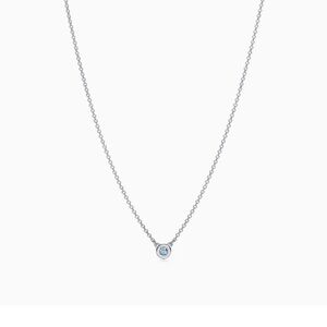 Tiffany & Co 💯% Auth Aquamarine Solitaire Necklace w/pouch & box ✨EUC✨